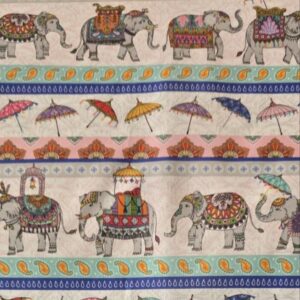 tecido elephant cavalcade: michael miller